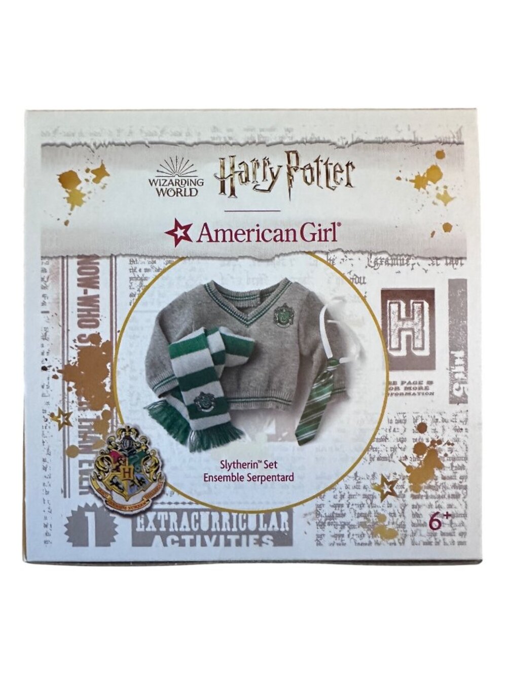 Harry Potter American Girl Slytherin Set With Sweater Scarf & Tie For Dolls Age